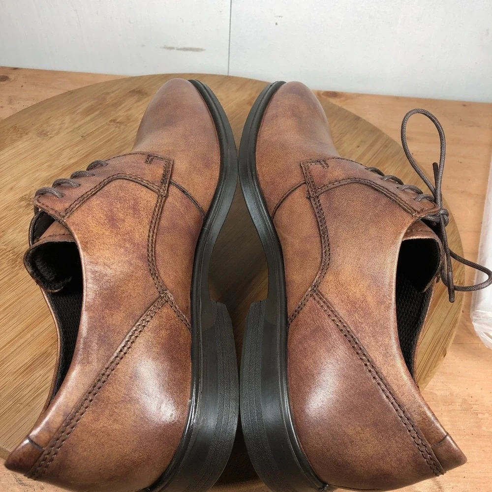 Ecco mens size 42 shoes brown leather Melbourne Tie Oxford Brown Classic Work
